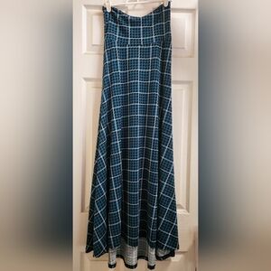 LuLaRoe Teal and Black Checkered A-Line Maxi Dress